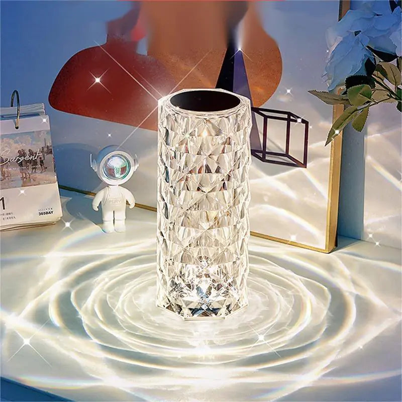 Crystal Touch Control Rose LED Table Lamp for Bedroom