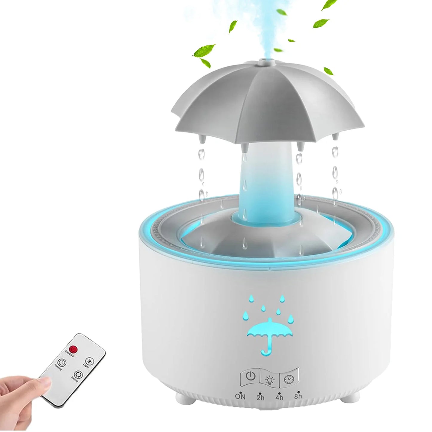 Umbrella Humidifier Rotating Umbrella Drop 7-Color LED Aromatherapy Diffuser Essential Oil Humidifier with Remote