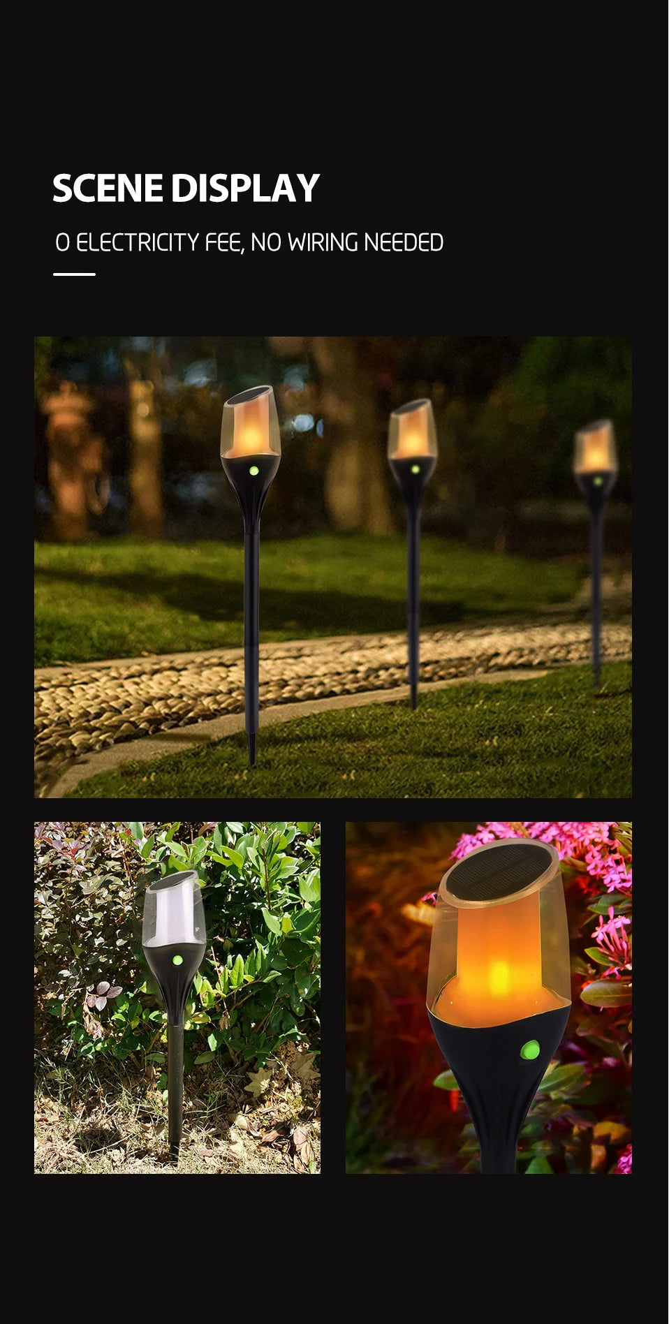 Solar Outdoor Lawn Lamp Garden Lamp Solar Powered Waterproof Landscape Path for Yard Backyard Lawn Patio Decorative LED Lighting