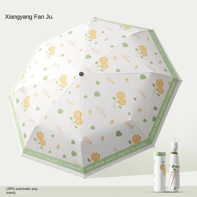 2025 New Summer UV Umbrella for Women Folding Sun Umbrella Floral Double Layer Portable Windproof Parasol Umbrella