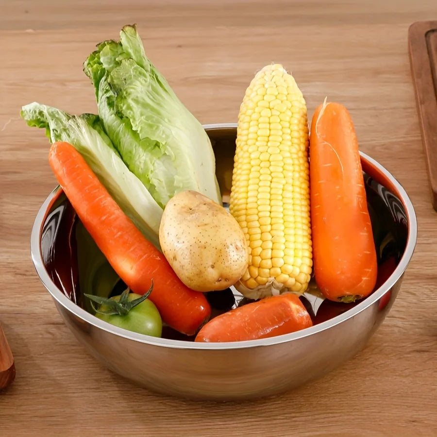 Multi Functional Large Stainless Steel Mixing Bowl - Perfect for Dough, Salad, and Soup Ingredients | Deep Capacity