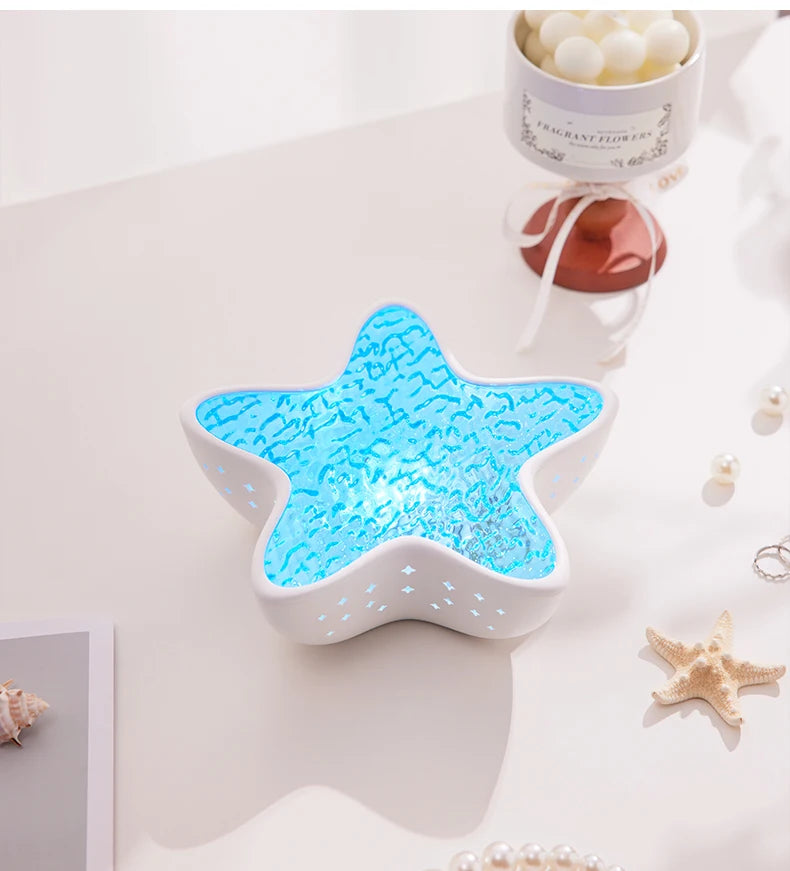 Ocean Wave Led Projector Lamp Starfish Night Light Rechargeable RGB Northern Lights Romantic Ambient Lighting for Bedroom Party