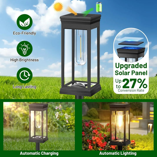 4 PCS Solar Lights Outdoor Solar Pathway Lights Waterproof Bright Solar Lamps Landscape Lighting for Path Yard Garden Walkway