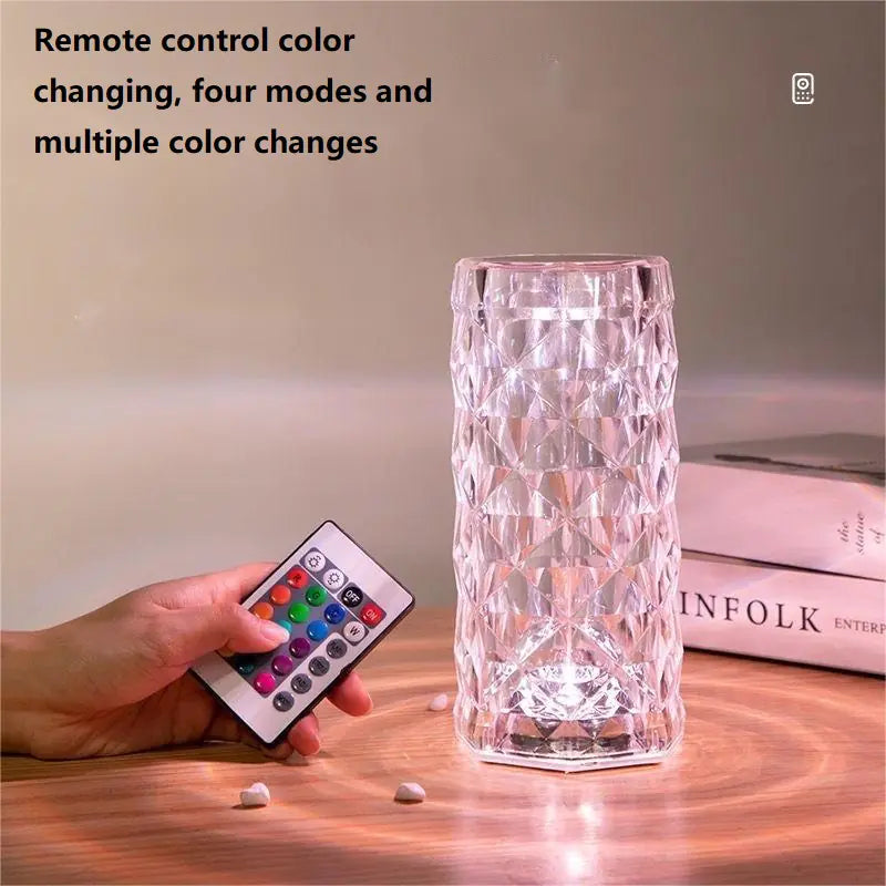 Crystal Touch Control Rose LED Table Lamp for Bedroom