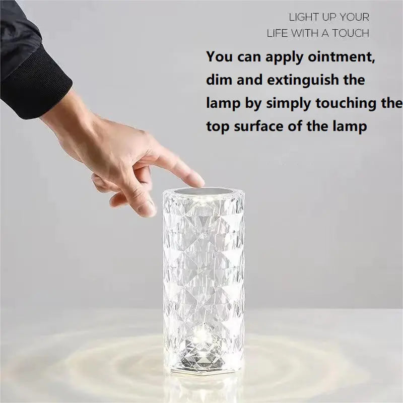 Crystal Touch Control Rose LED Table Lamp for Bedroom