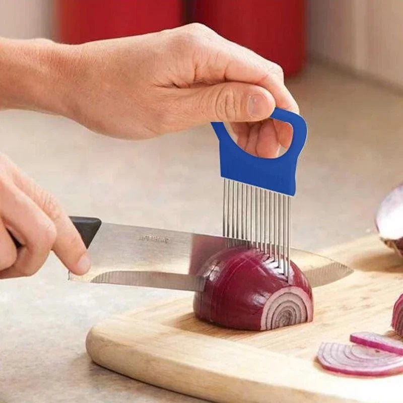 Vegetable Fruit Beef Onion Slicer Cutting Holder Slicing Cutter Stainless Steel Meat Needle Novel Kitchen Accessories Small Tool