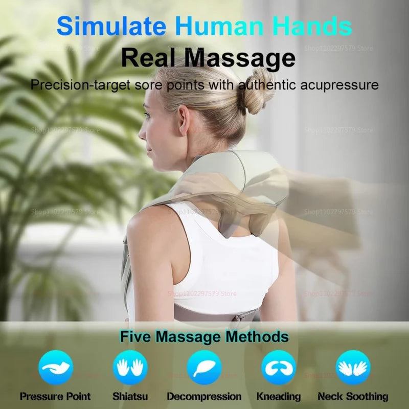 Neck Massager for Pain Relief deep Tissue Relieves Tension Kneading Massagerwith Heat Improves Circulation Eases Muscle Soreness