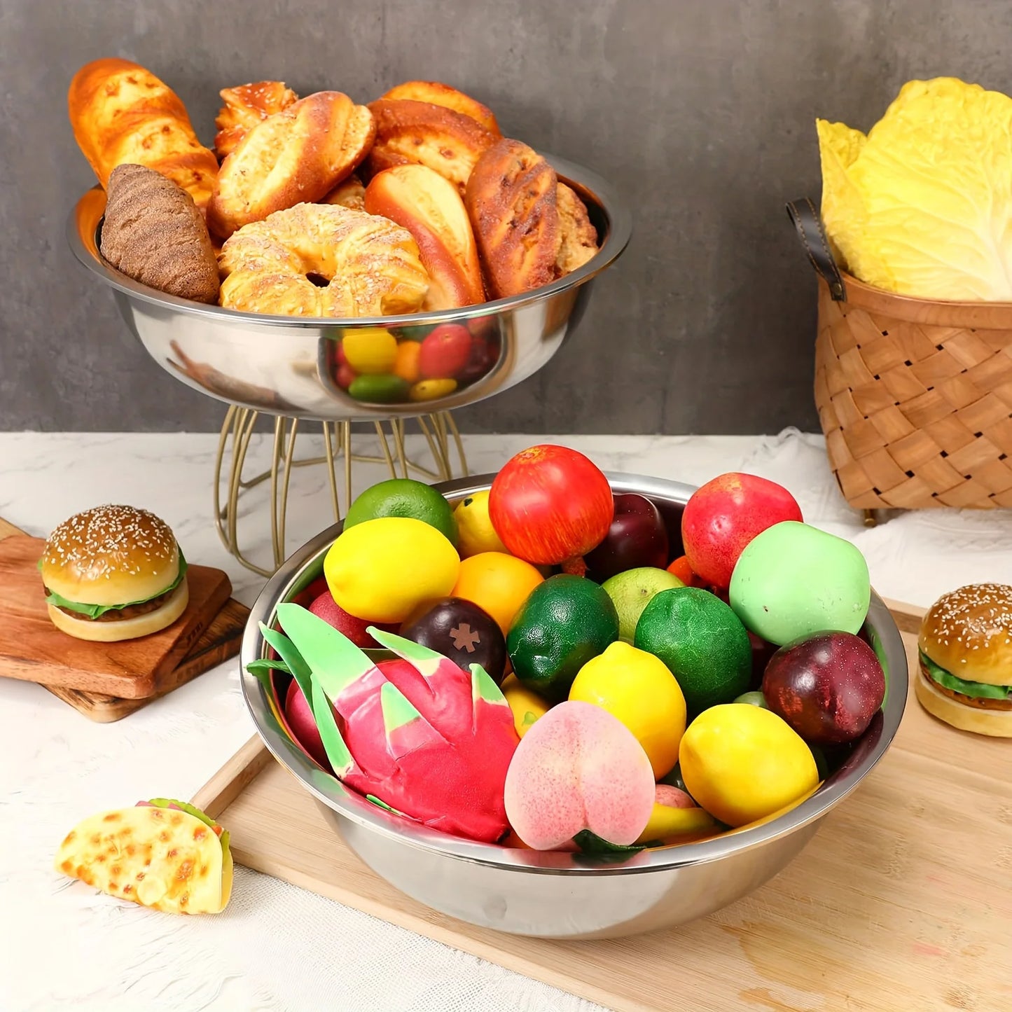 Multi Functional Large Stainless Steel Mixing Bowl - Perfect for Dough, Salad, and Soup Ingredients | Deep Capacity