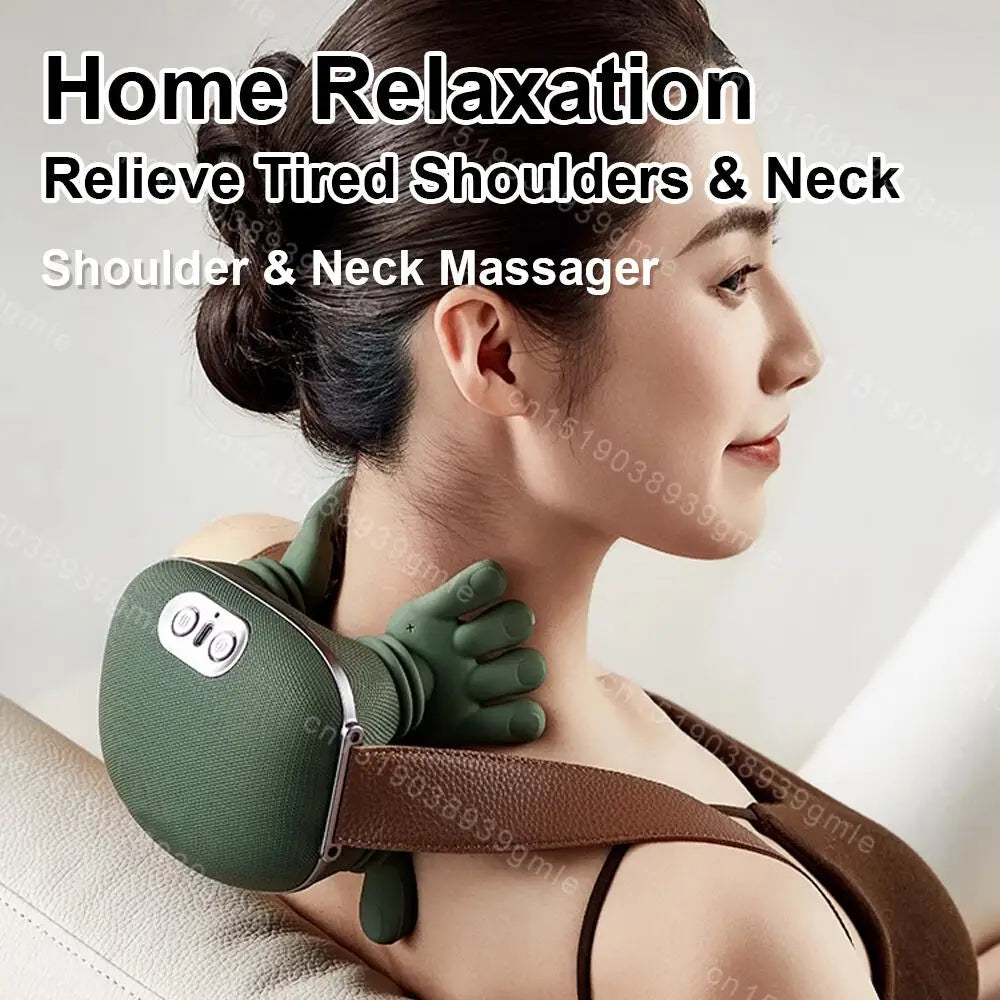 Neck Shoulder Massager Intelligent Bionic Shiatsu Red Light Heated Relief Fatigue Body Kneading Trapezius Muscles Relaxation