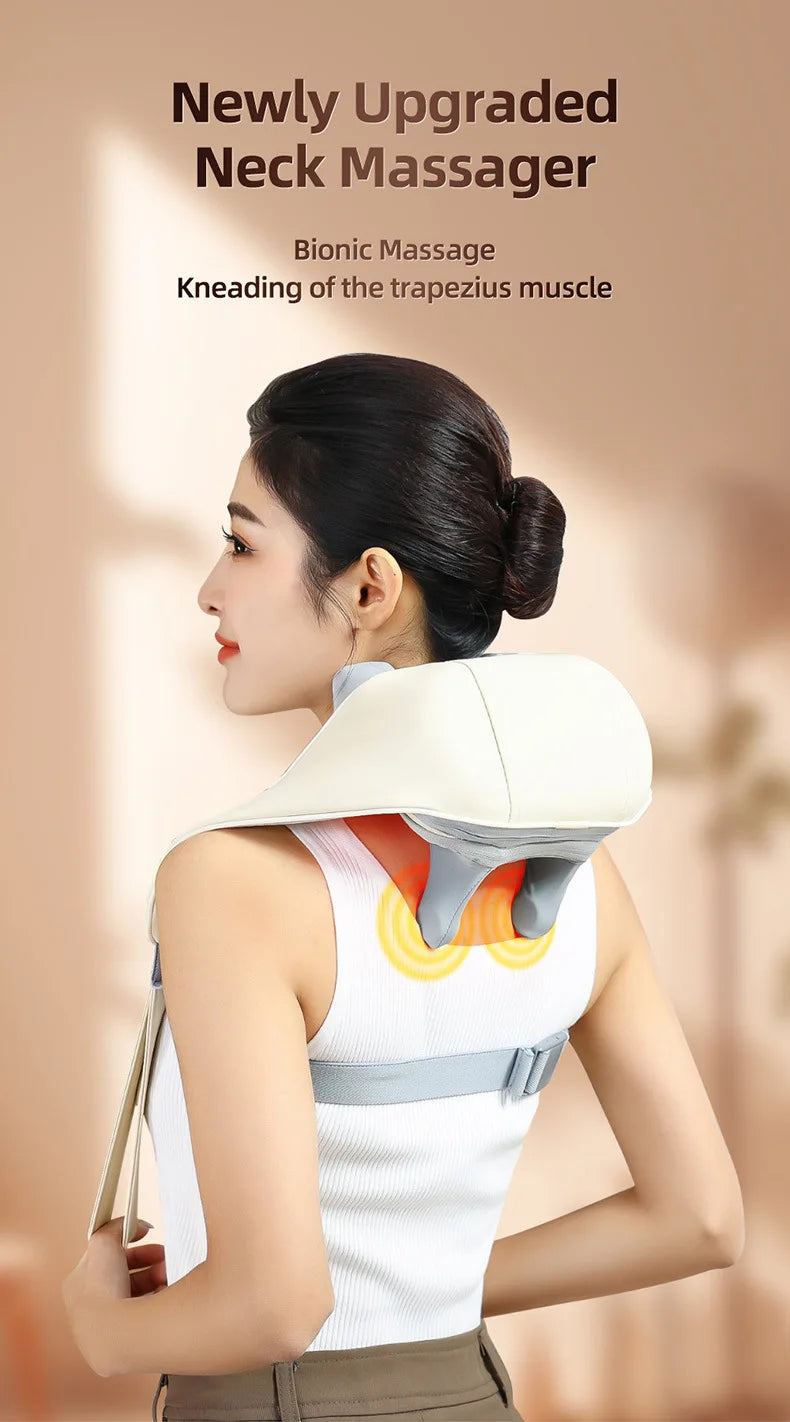 Neck Massager for Pain Relief deep Tissue Relieves Tension Kneading Massagerwith Heat Improves Circulation Eases Muscle Soreness
