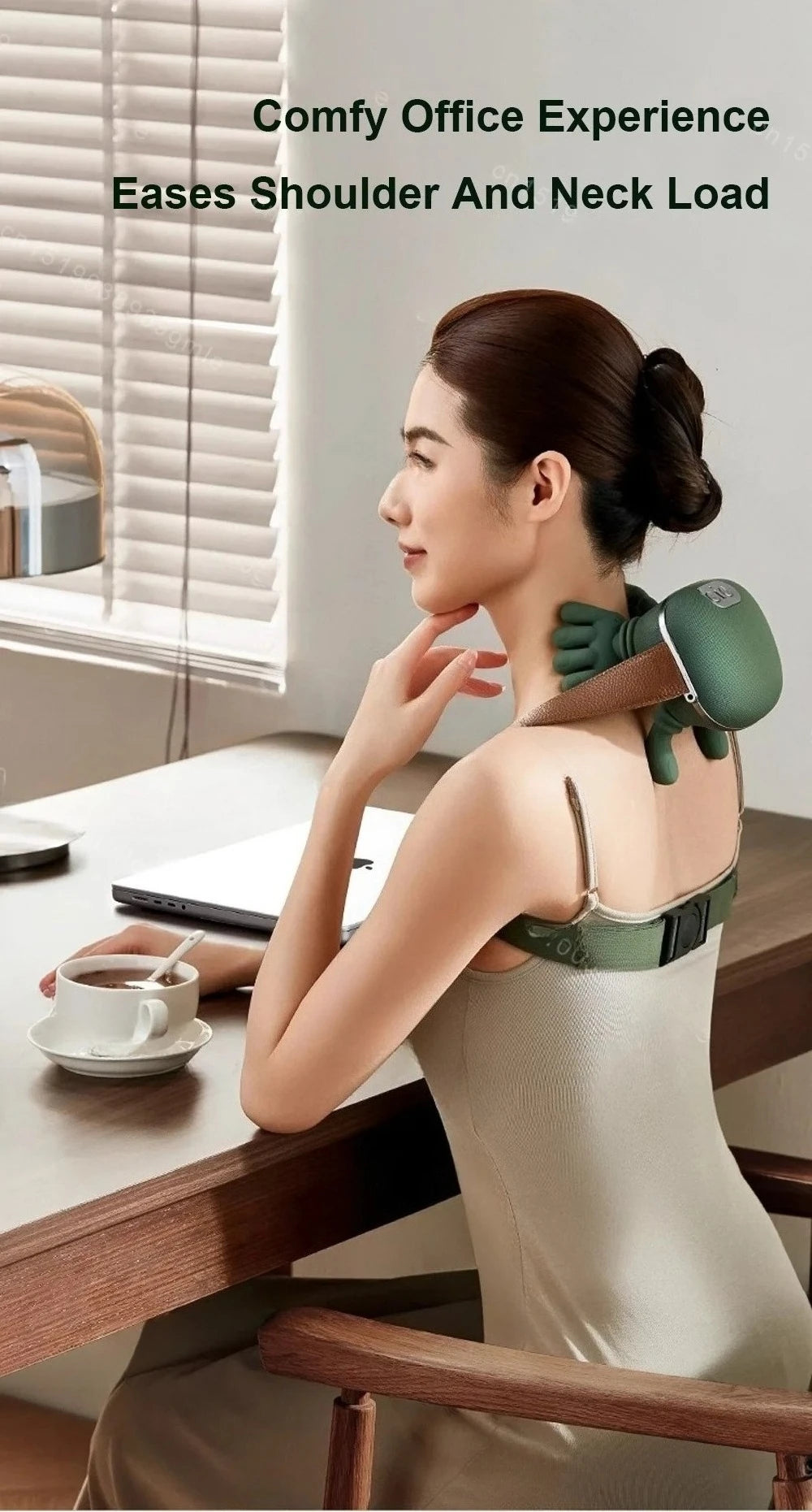 Neck Shoulder Massager Deep Tissue Shiatsu Back Cervical Massage Machine Bionic Heated Fatigue Relief Relax Muscle ﻿3-Level ﻿