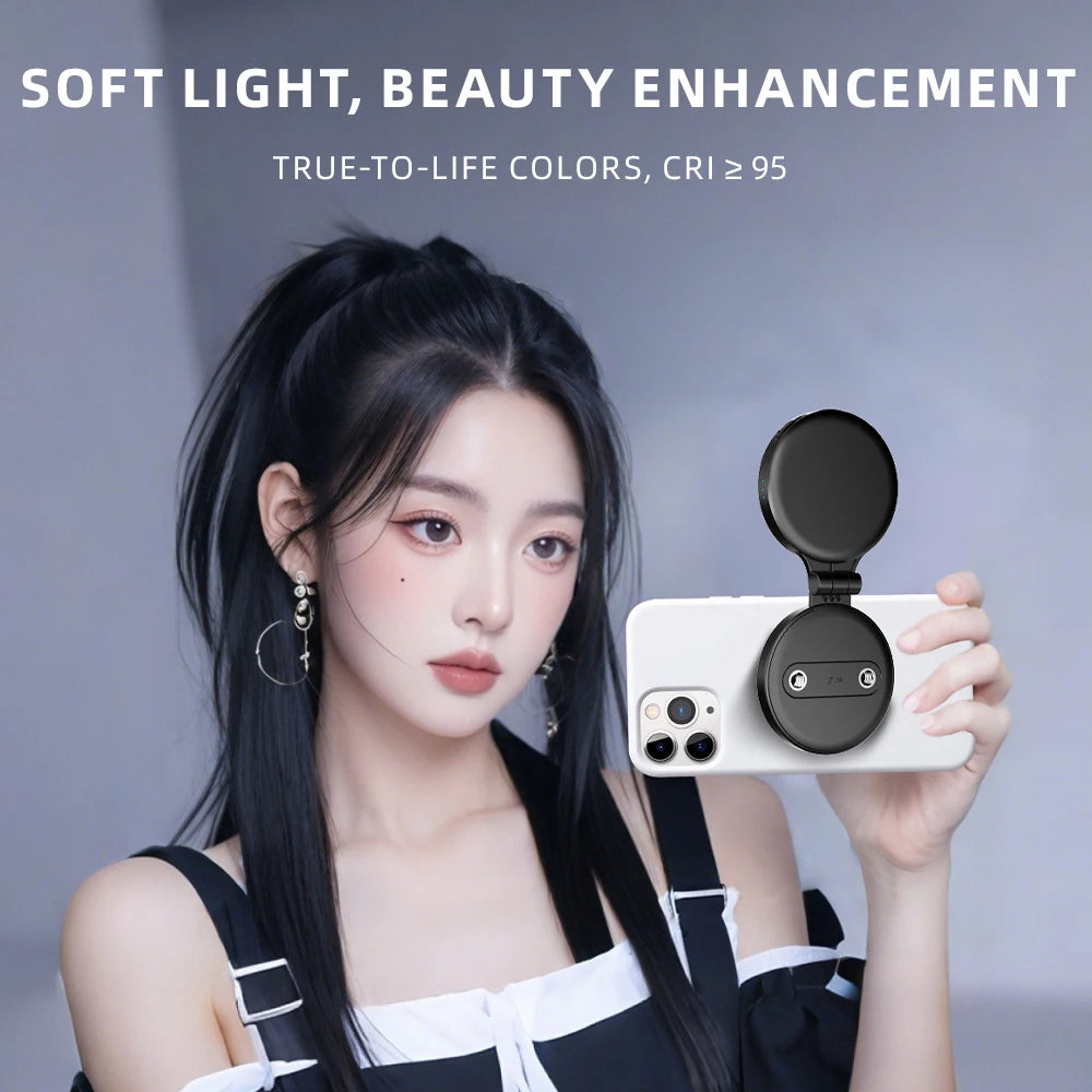 Magnetic Fill Lights For iPhone 17 16 15 14 13/Pro, Photography LED Selfie Ring Lamp Retractable Flip,Compatible With Magsafe