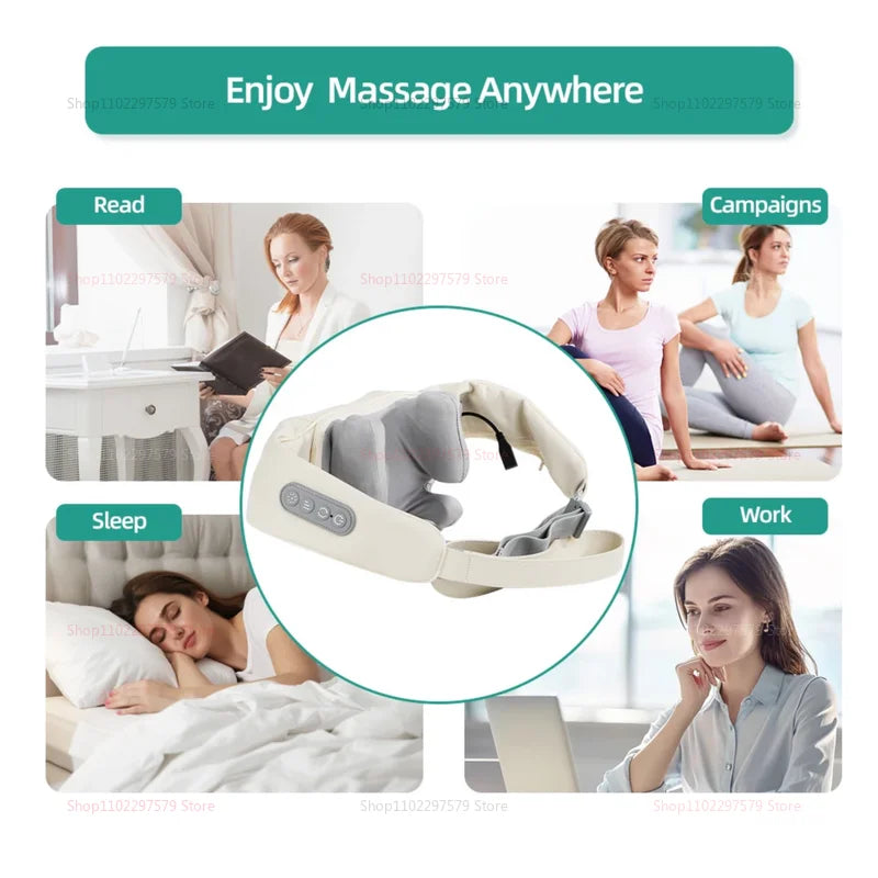 Neck Massager for Pain Relief deep Tissue Relieves Tension Kneading Massagerwith Heat Improves Circulation Eases Muscle Soreness