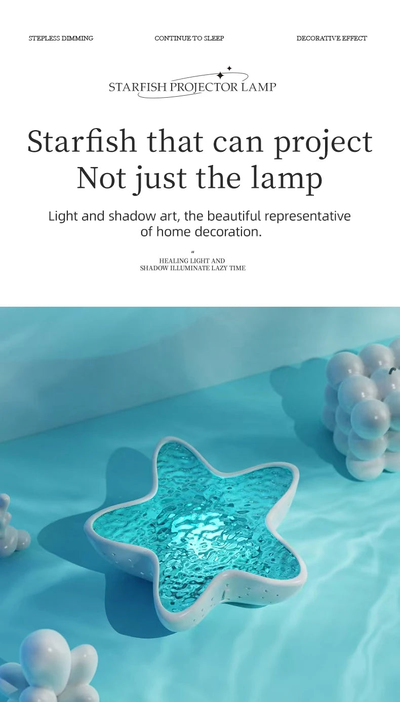 Ocean Wave Led Projector Lamp Starfish Night Light Rechargeable RGB Northern Lights Romantic Ambient Lighting for Bedroom Party