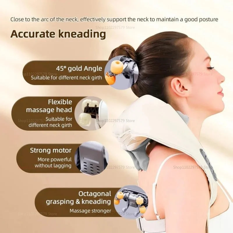 Neck Massager for Pain Relief deep Tissue Relieves Tension Kneading Massagerwith Heat Improves Circulation Eases Muscle Soreness