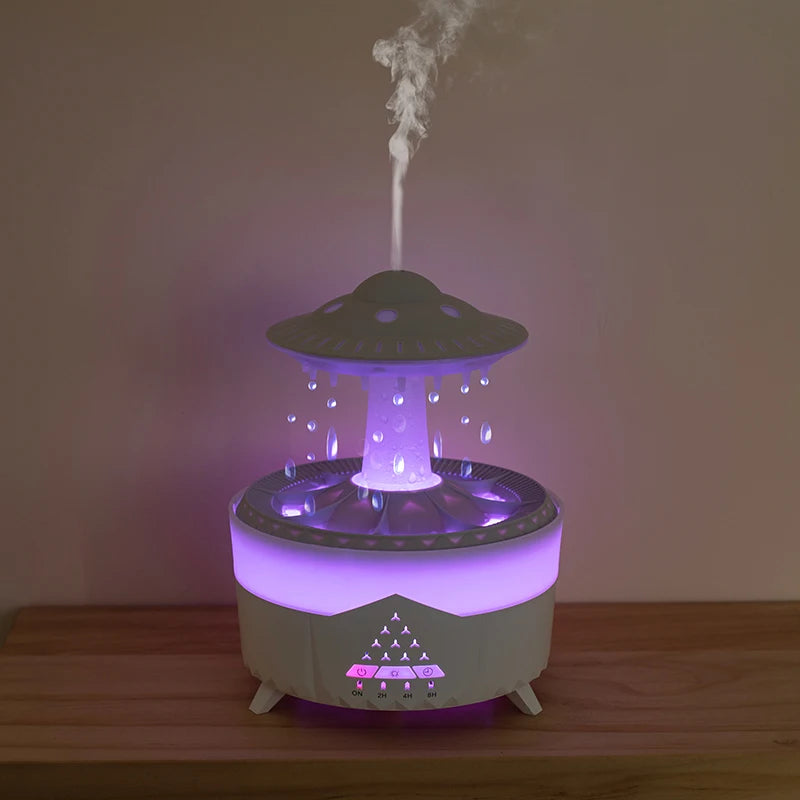 Rain Cloud Humidifier Water Drip Mushroom Ultrasonic Air Humidifier 350ml Colorful Light Remote Control Essential Oils Diffuser