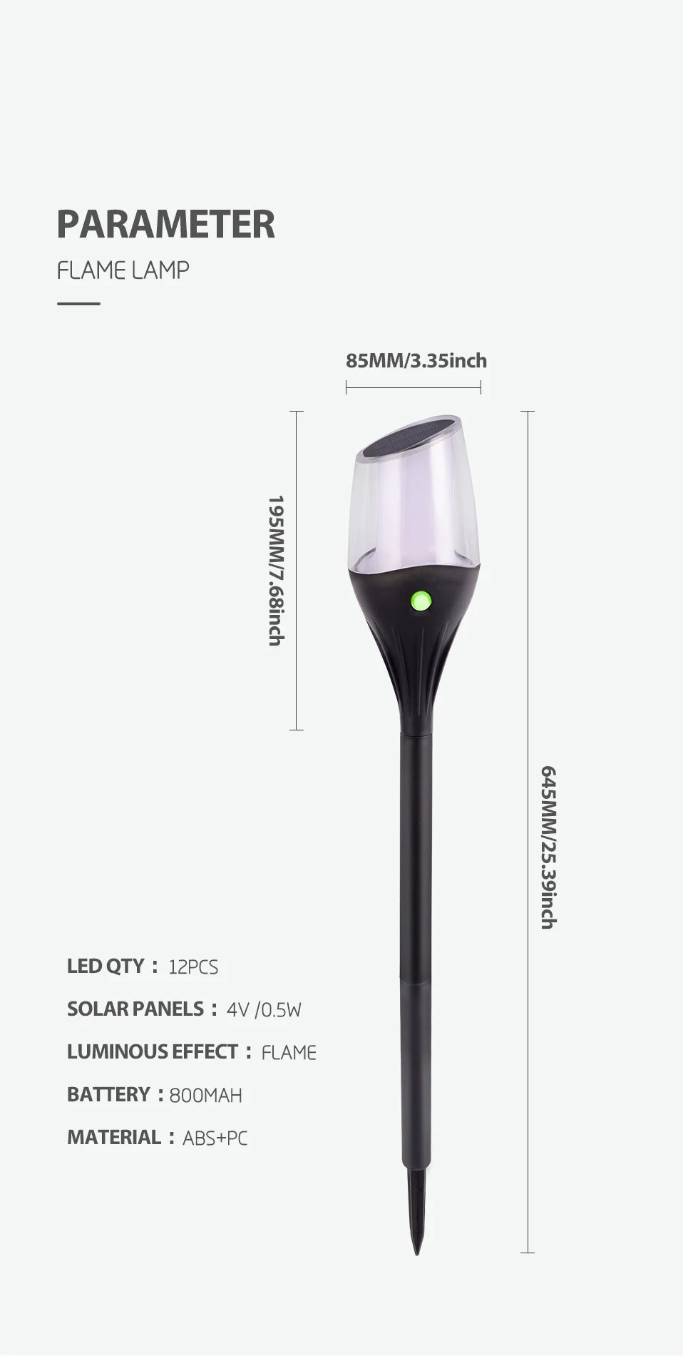 Solar Outdoor Lawn Lamp Garden Lamp Solar Powered Waterproof Landscape Path for Yard Backyard Lawn Patio Decorative LED Lighting