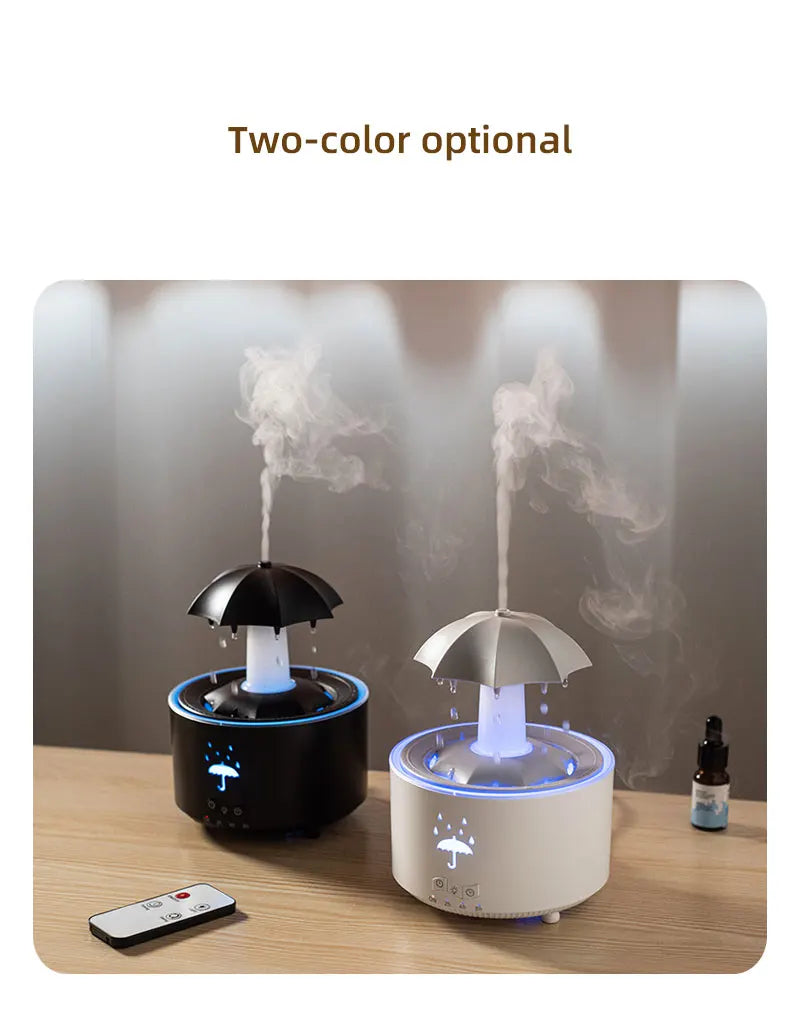 Umbrella Humidifier Rotating Umbrella Drop 7-Color LED Aromatherapy Diffuser Essential Oil Humidifier with Remote