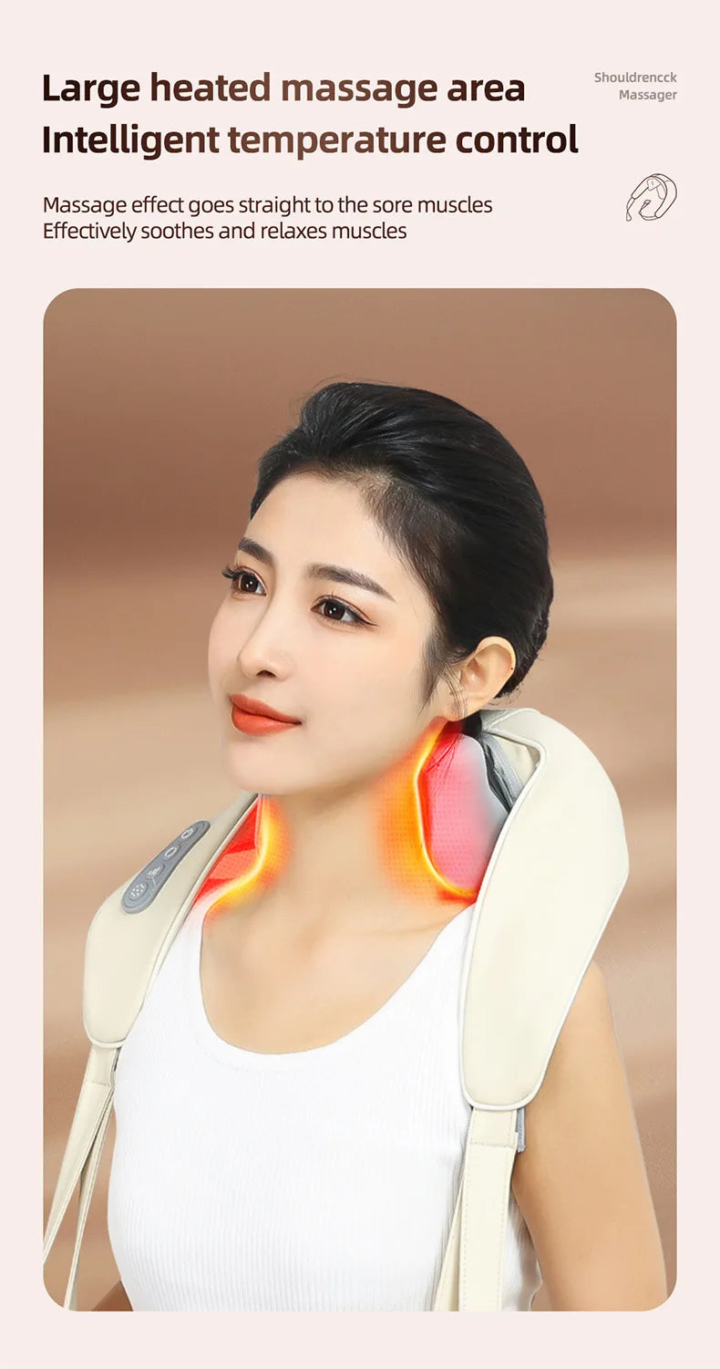 Neck Massager, Cordless Shiatsu Shoulder Back Massager with Soothing Heat, Electric Deep Tissue, for Neck,Waist, Traps, Back