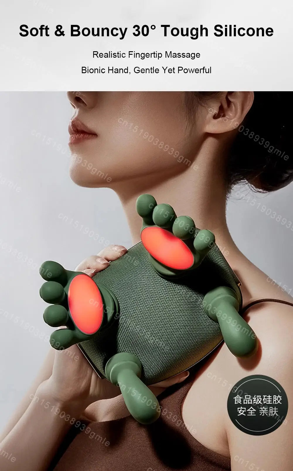 Neck Shoulder Massager Intelligent Bionic Shiatsu Red Light Heated Relief Fatigue Body Kneading Trapezius Muscles Relaxation