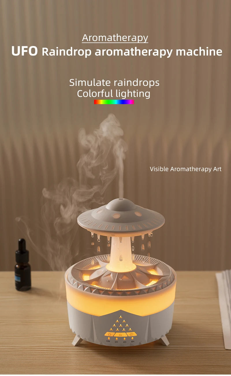 Rain Cloud Humidifier Water Drip Mushroom Ultrasonic Air Humidifier 350ml Colorful Light Remote Control Essential Oils Diffuser