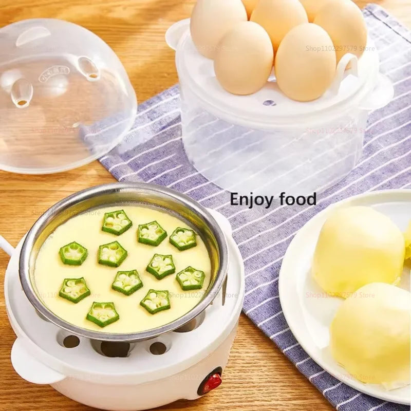 Electric Egg Cooker Boiler Maker 14 Egg Capacity Double Layer Steamer Soft Medium Hard Boil Automatic Shut Off Kitchen Appliance
