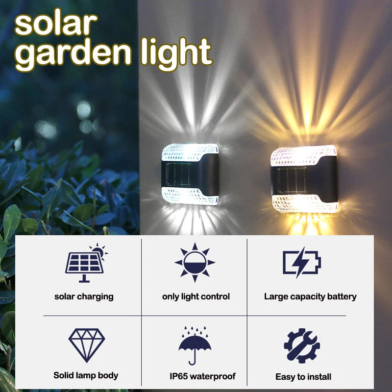 LED Solar Wall Lamp Sunlight Outdoor Up and Down Luminous Lighting Waterproof Energy-saving Street Light Yard Balcony Decoration