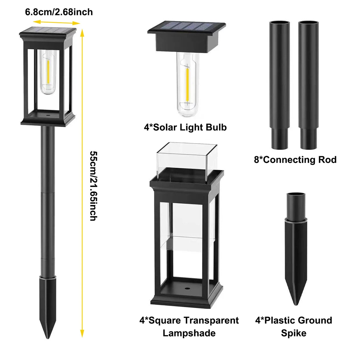 4 PCS Solar Lights Outdoor Solar Pathway Lights Waterproof Bright Solar Lamps Landscape Lighting for Path Yard Garden Walkway