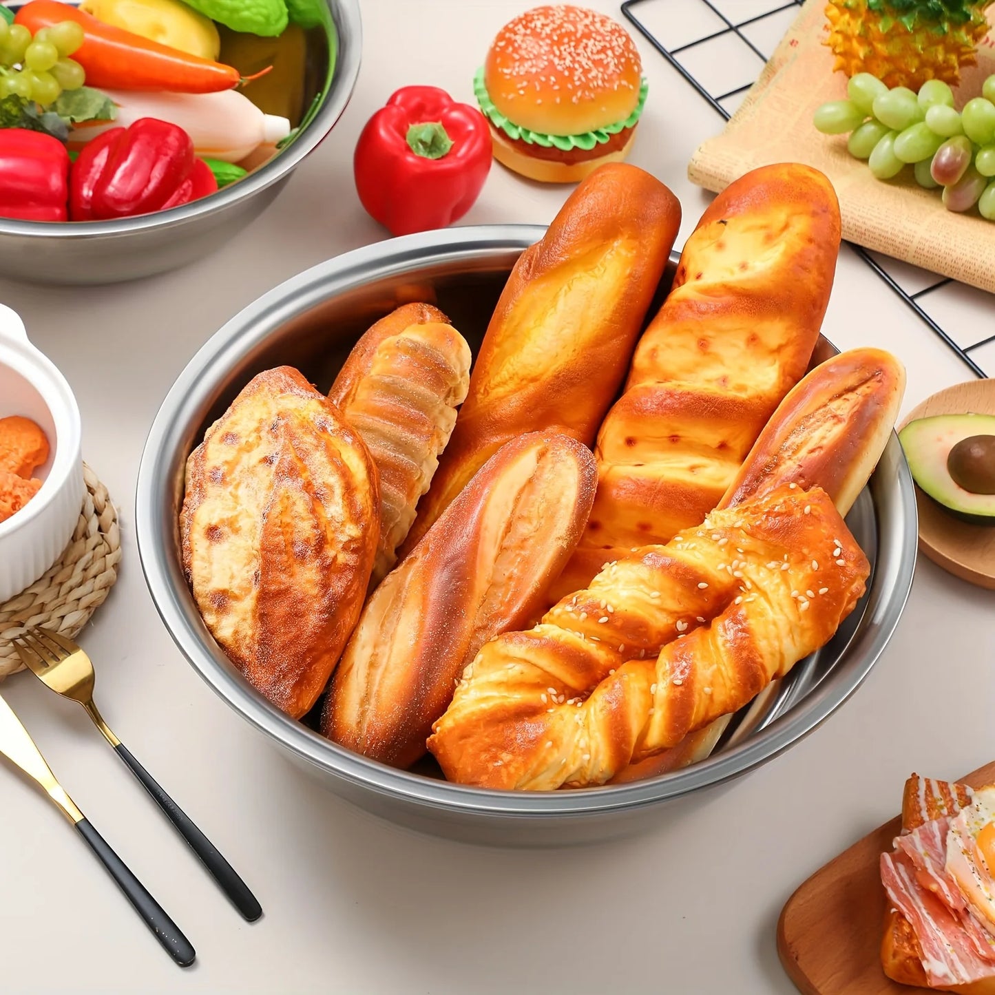 Multi Functional Large Stainless Steel Mixing Bowl - Perfect for Dough, Salad, and Soup Ingredients | Deep Capacity