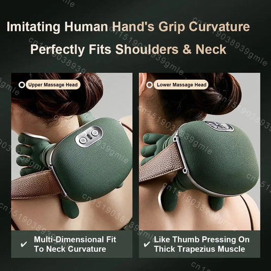 Neck Shoulder Massager Intelligent Bionic Shiatsu Red Light Heated Relief Fatigue Body Kneading Trapezius Muscles Relaxation