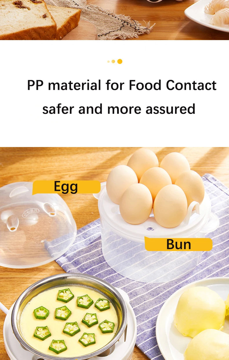 Electric Egg Cooker Boiler Maker 14 Egg Capacity Double Layer Steamer Soft Medium Hard Boil Automatic Shut Off Kitchen Appliance