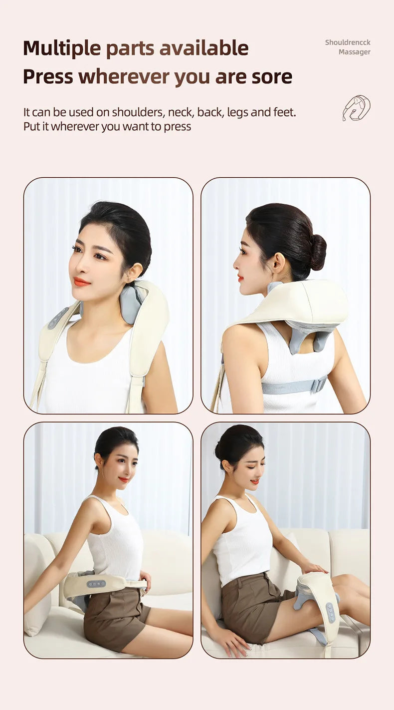 Neck Massager, Cordless Shiatsu Shoulder Back Massager with Soothing Heat, Electric Deep Tissue, for Neck,Waist, Traps, Back