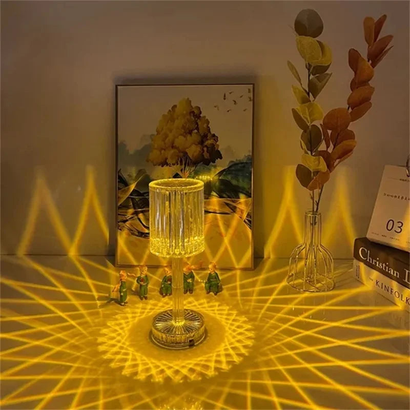 Crystal Table Lamp Touch Remote Control Acrylic Night Lamp Rechargeable Bedside Lamp LED Night Light Room Lights Home Decoration
