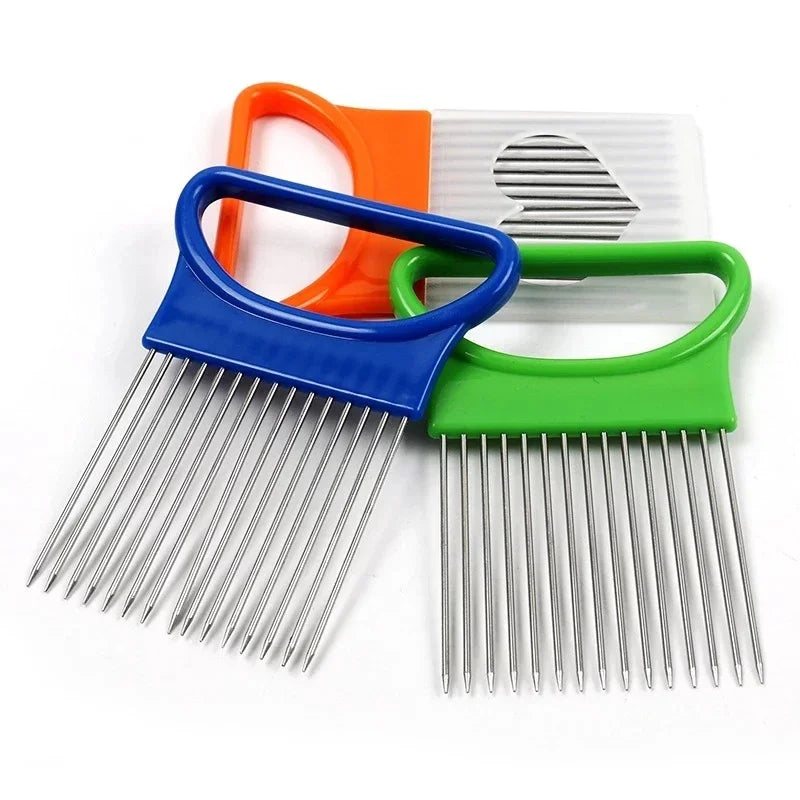 Vegetable Fruit Beef Onion Slicer Cutting Holder Slicing Cutter Stainless Steel Meat Needle Novel Kitchen Accessories Small Tool