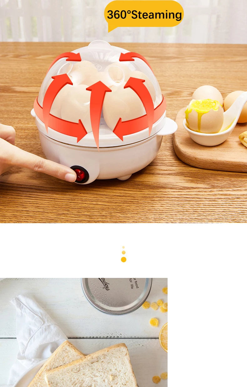 Electric Egg Cooker Boiler Maker 14 Egg Capacity Double Layer Steamer Soft Medium Hard Boil Automatic Shut Off Kitchen Appliance