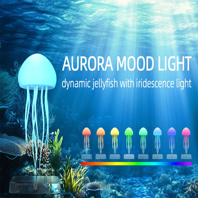 LED Jellyfish Lamp with 9 Tentacles 2 Working Modes Ultra Long Battery Life Colour Gradient Light Effects with Remote Control
