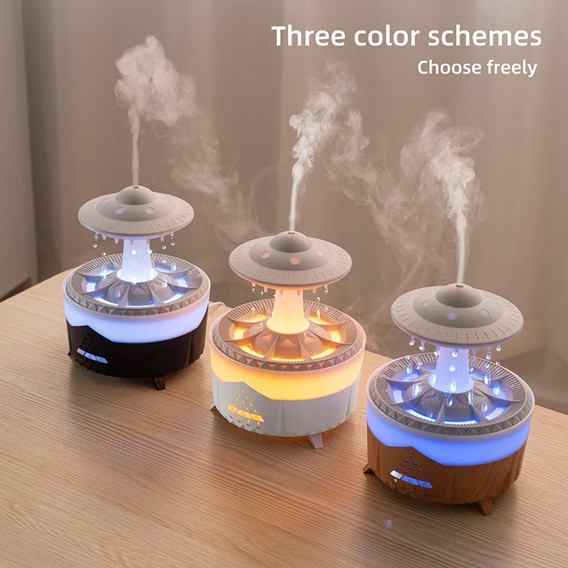 Rain Cloud Humidifier Water Drip Mushroom Ultrasonic Air Humidifier 350ml Colorful Light Remote Control Essential Oils Diffuser