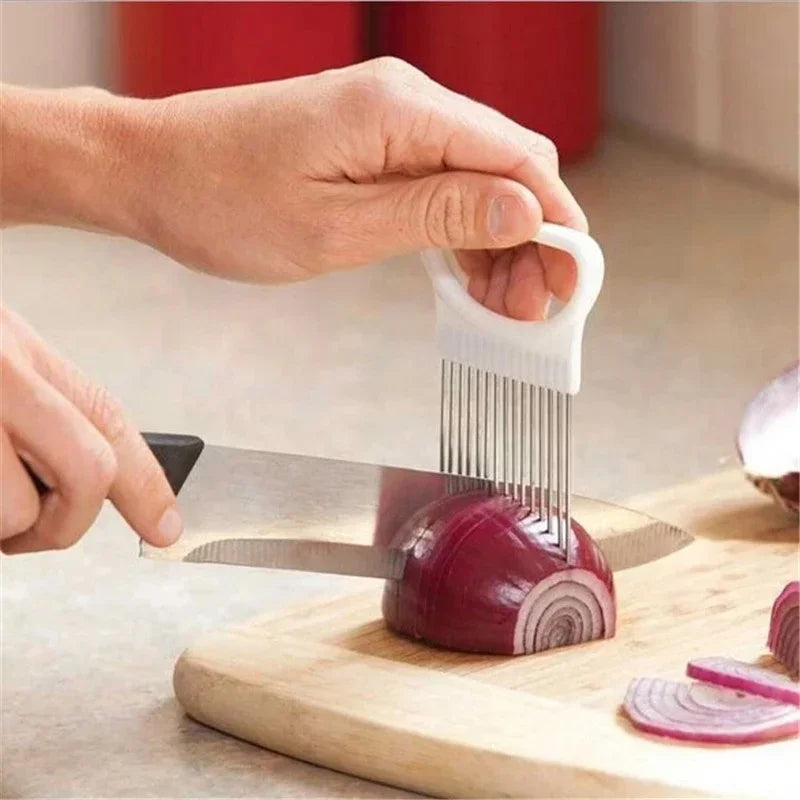 Vegetable Fruit Beef Onion Slicer Cutting Holder Slicing Cutter Stainless Steel Meat Needle Novel Kitchen Accessories Small Tool