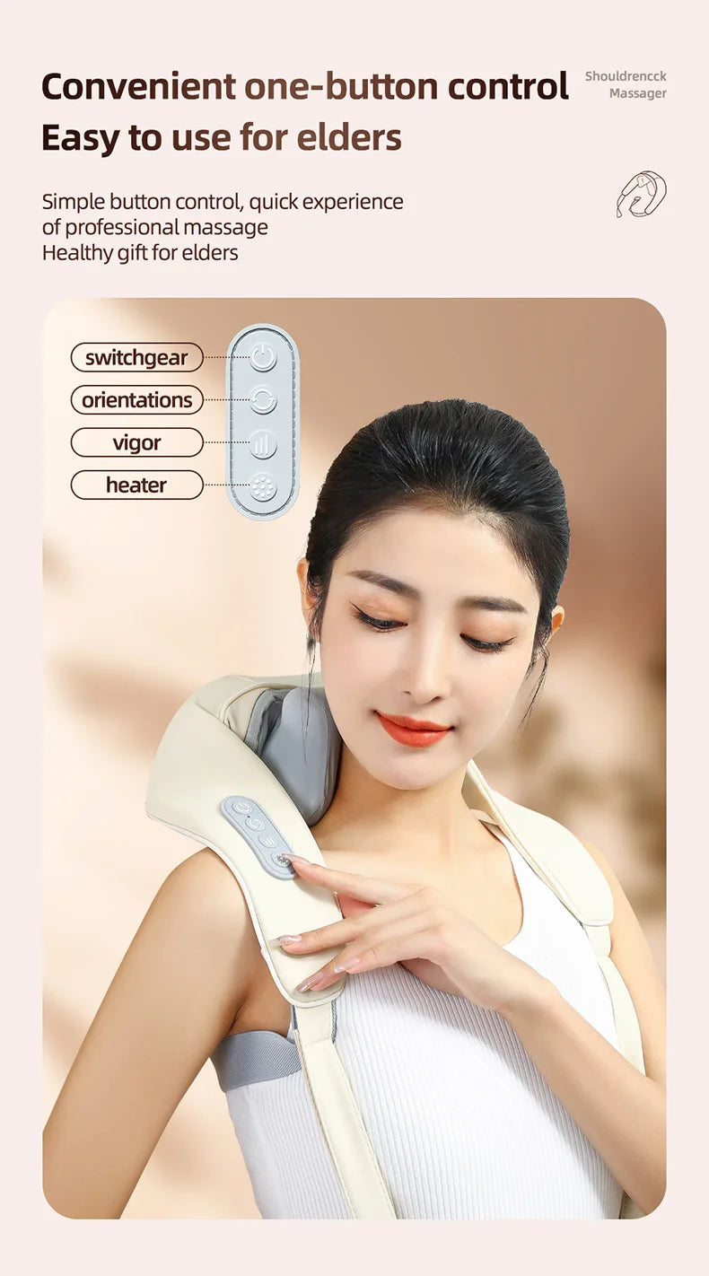 Neck Massager, Cordless Shiatsu Shoulder Back Massager with Soothing Heat, Electric Deep Tissue, for Neck,Waist, Traps, Back