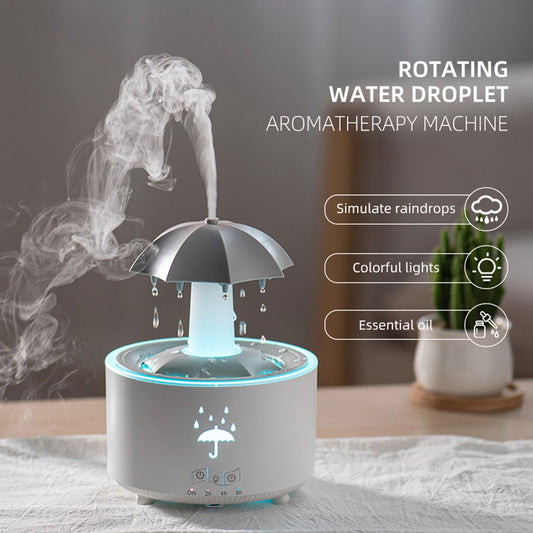 Umbrella Humidifier Rotating Umbrella Drop 7-Color LED Aromatherapy Diffuser Essential Oil Humidifier with Remote