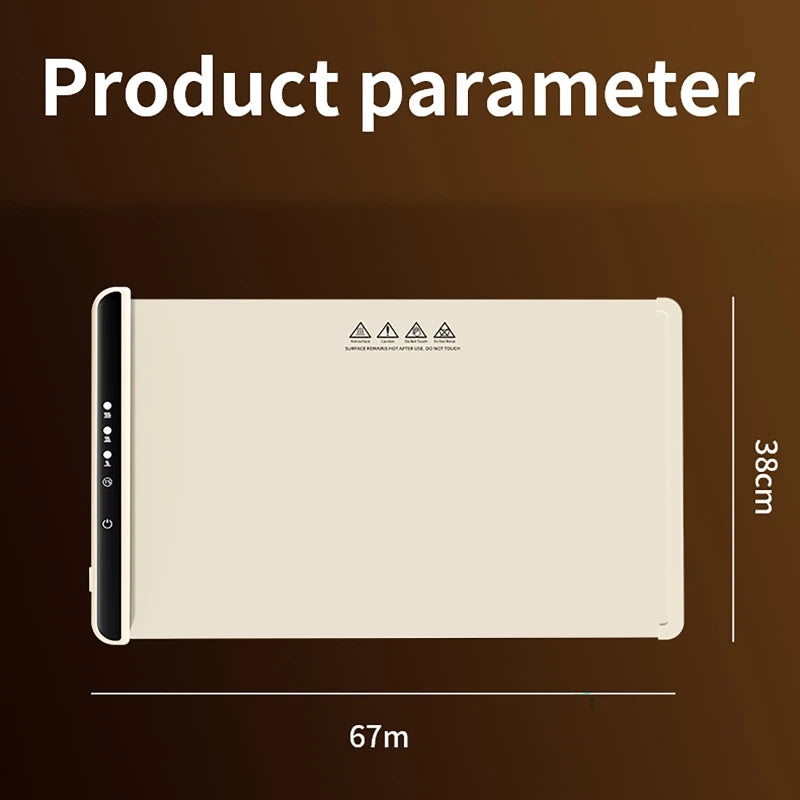 Electric Warming Tray Food Warmer Plate Foldable Portable Smart Food Fast Heating Mat Electric Warming Tray with 3 Tem Setting