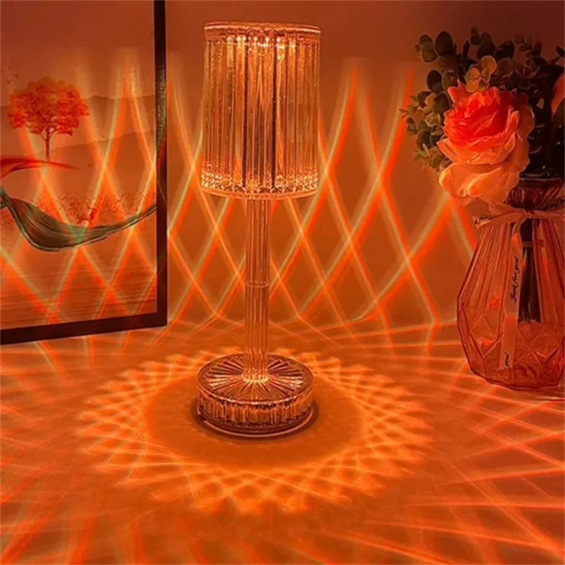 Crystal Table Lamp Touch Remote Control Acrylic Night Lamp Rechargeable Bedside Lamp LED Night Light Room Lights Home Decoration