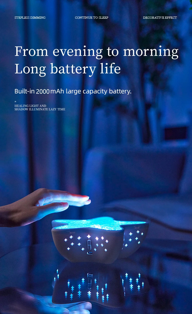 Ocean Wave Led Projector Lamp Starfish Night Light Rechargeable RGB Northern Lights Romantic Ambient Lighting for Bedroom Party