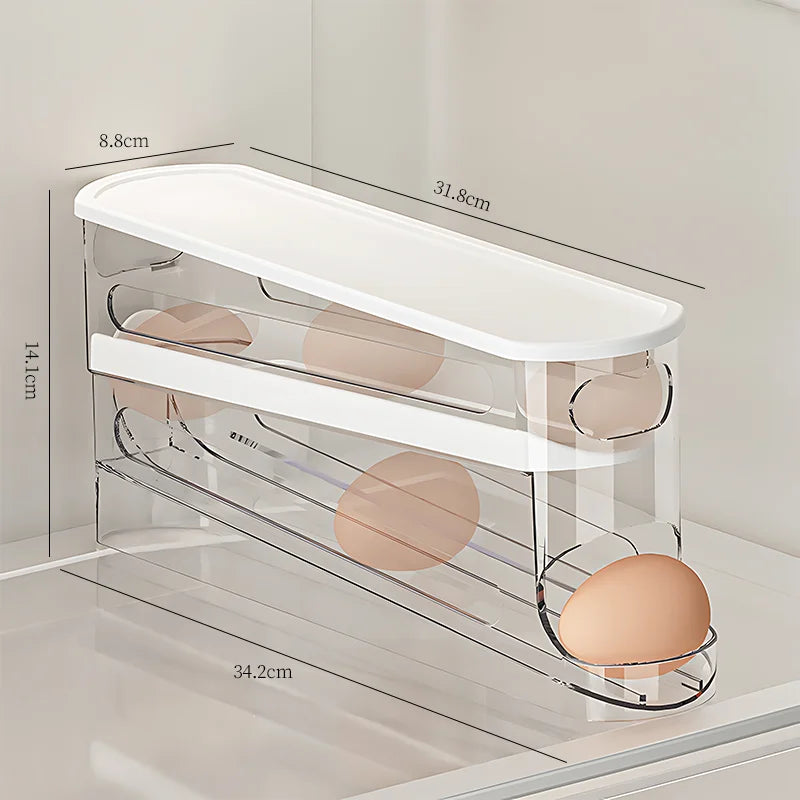 Automatic Scrolling Egg Rack Kitchen Egg Holder Storage Box Egg Basket Container Organizer Rolldown Refrigerator Egg Dispenser
