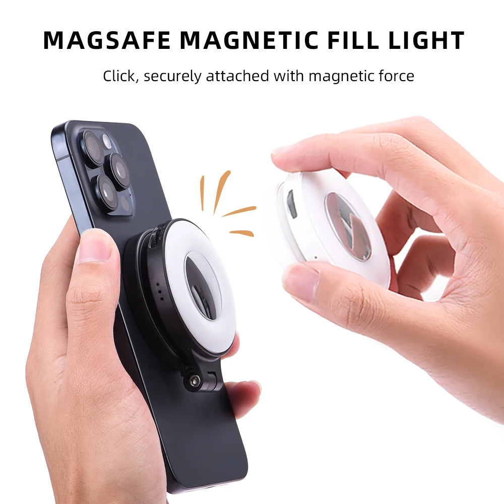 Magnetic Fill Lights For iPhone 17 16 15 14 13/Pro, Photography LED Selfie Ring Lamp Retractable Flip,Compatible With Magsafe