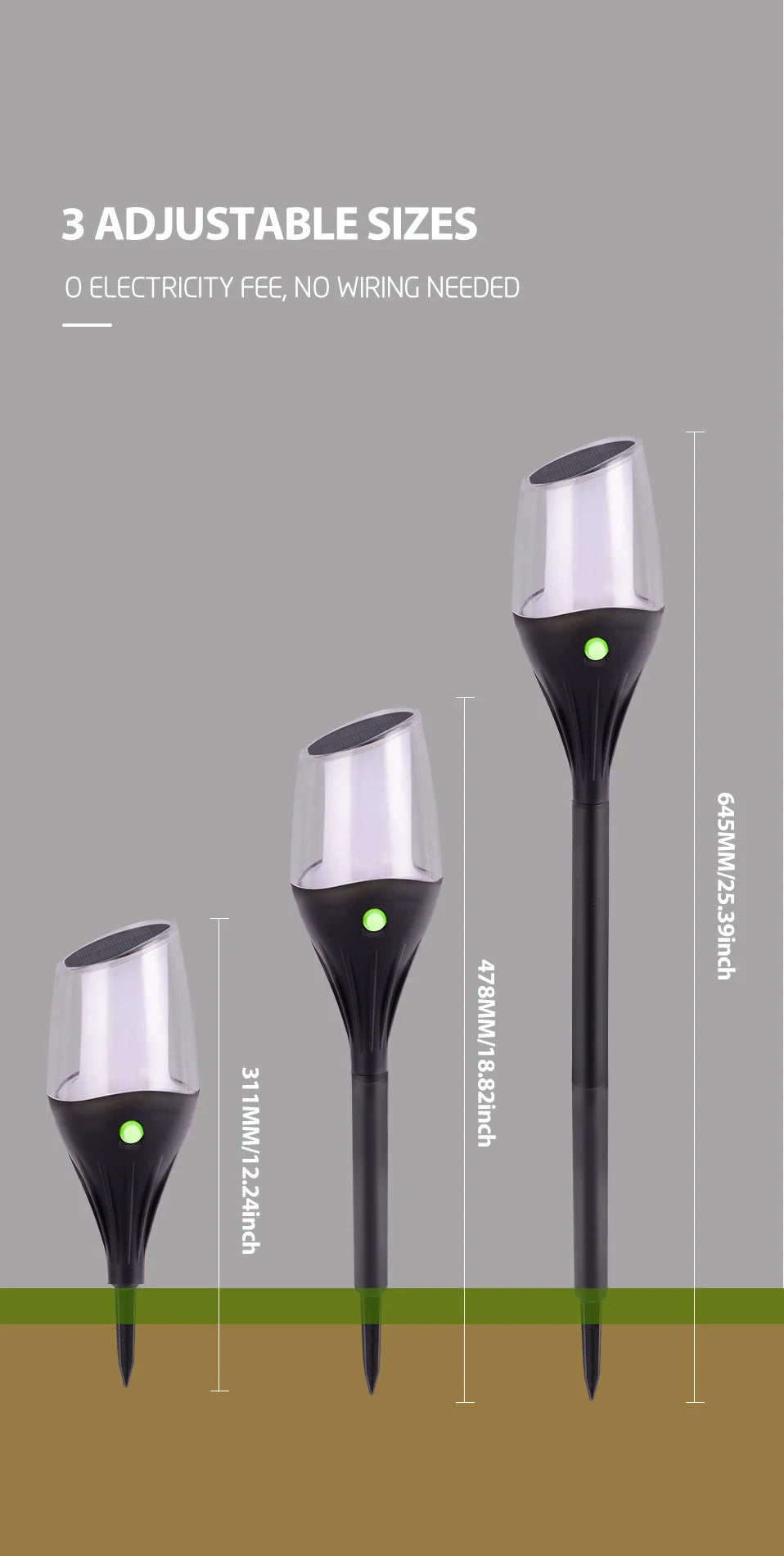 Solar Outdoor Lawn Lamp Garden Lamp Solar Powered Waterproof Landscape Path for Yard Backyard Lawn Patio Decorative LED Lighting