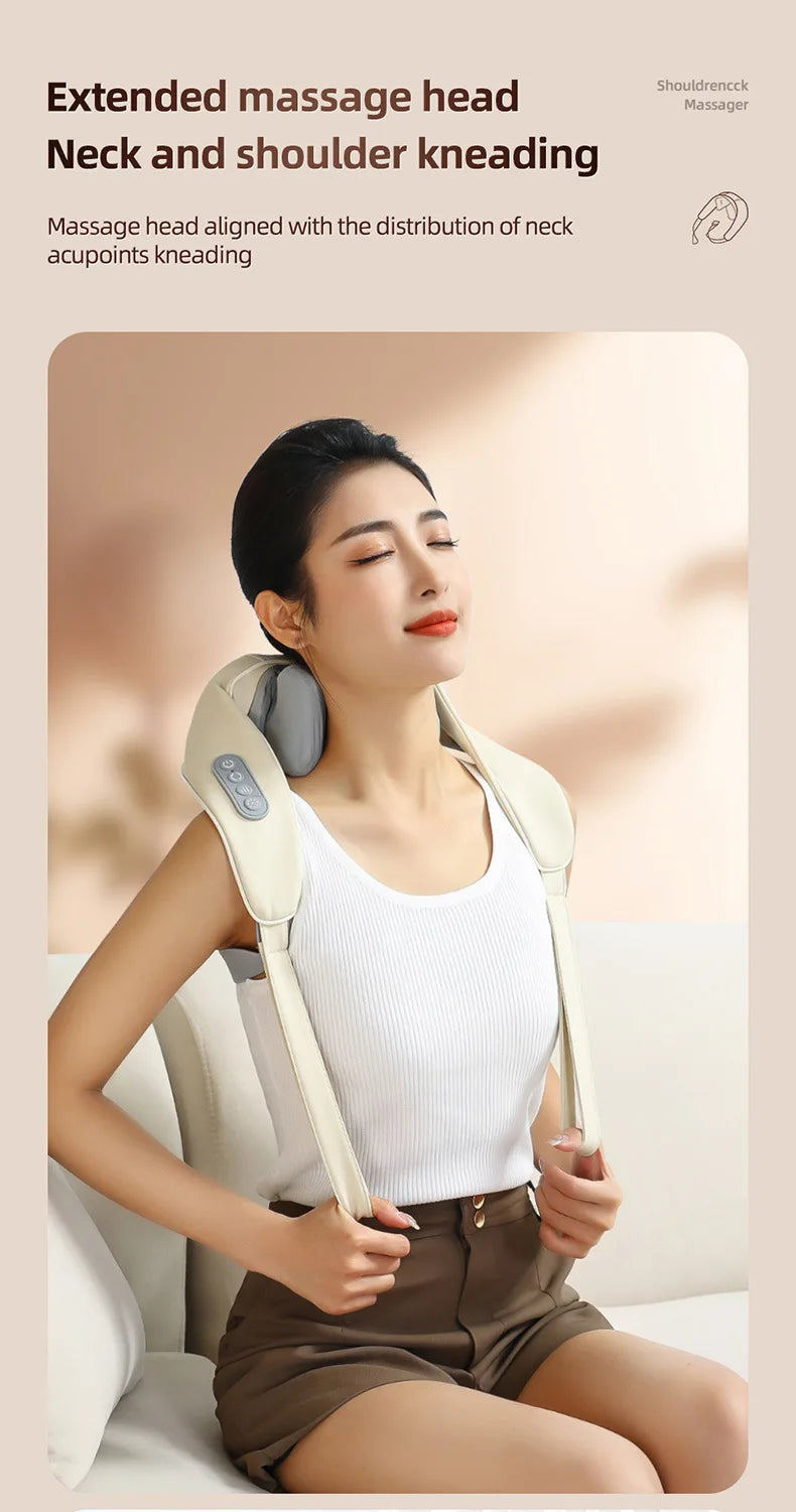 Neck Massager, Cordless Shiatsu Shoulder Back Massager with Soothing Heat, Electric Deep Tissue, for Neck,Waist, Traps, Back
