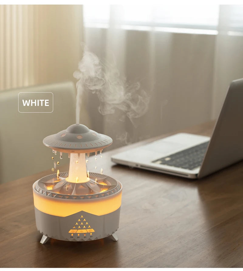 Rain Cloud Humidifier Water Drip Mushroom Ultrasonic Air Humidifier 350ml Colorful Light Remote Control Essential Oils Diffuser