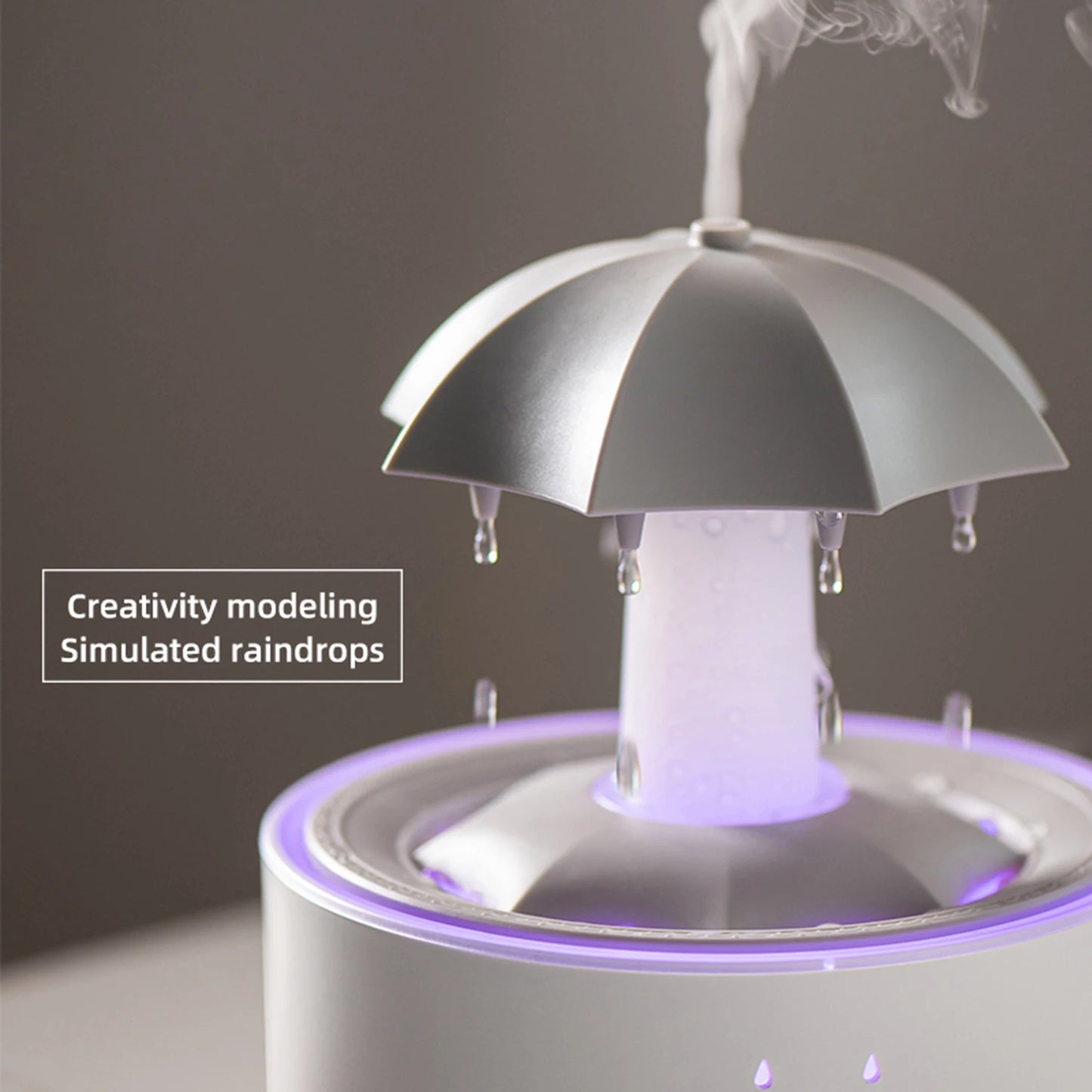 Umbrella Humidifier Rotating Umbrella Drop 7-Color LED Aromatherapy Diffuser Essential Oil Humidifier with Remote