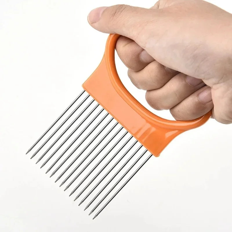 Vegetable Fruit Beef Onion Slicer Cutting Holder Slicing Cutter Stainless Steel Meat Needle Novel Kitchen Accessories Small Tool